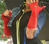 Colored Fishnet Lace Fingerless Gloves