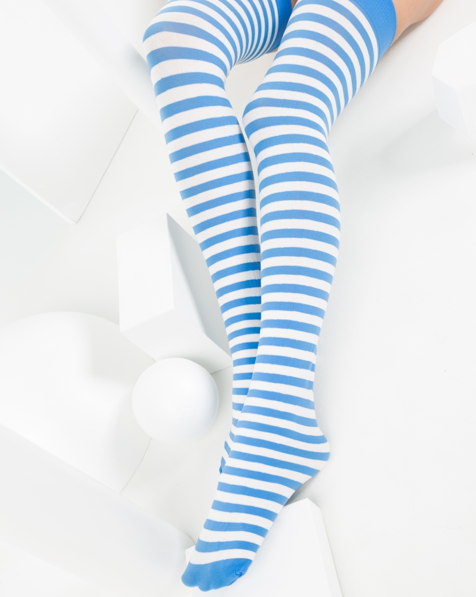 Womens White Striped Thigh Highs Style# 1505 | We Love Colors