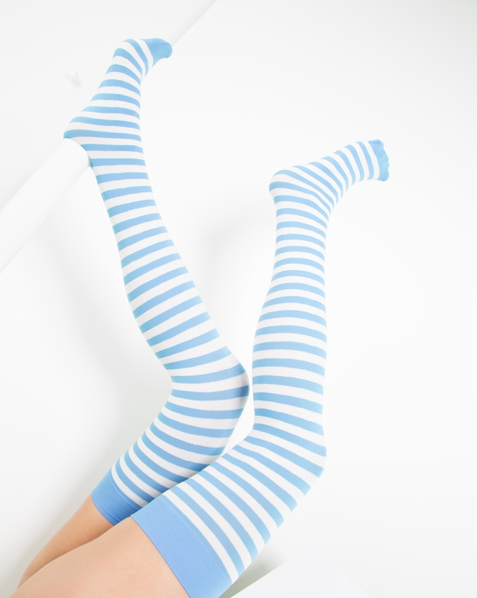 Womens White Striped Thigh Highs Style# 1505 | We Love Colors