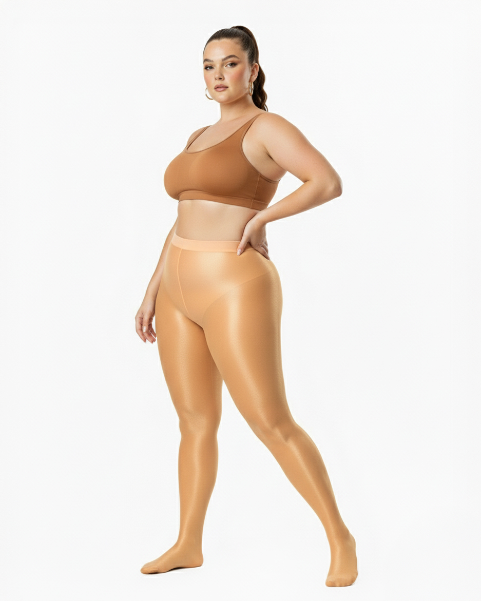 Light Orange 1003 Sheer Oily Glossy Tights Light Orange
