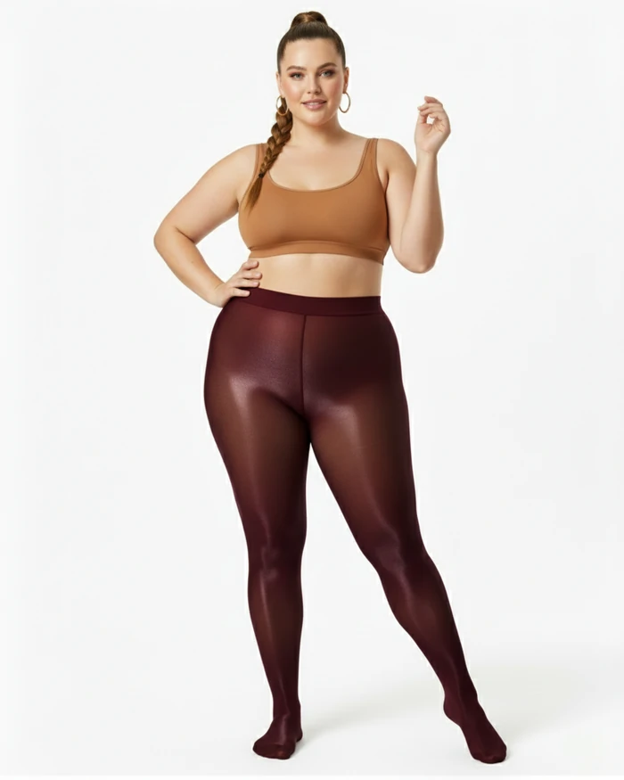 Maroon 1003 Sheer Oily Glossy Tights Maroon2.Webp