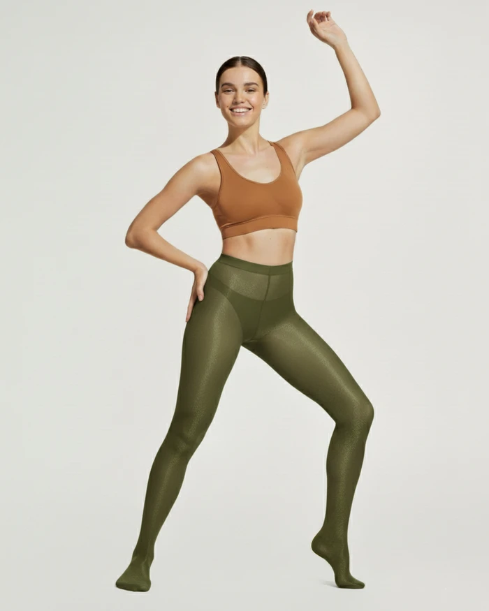 Olive Green 1003 Sheer Oily Glossy Tights Olive Green Nodefines.Webp