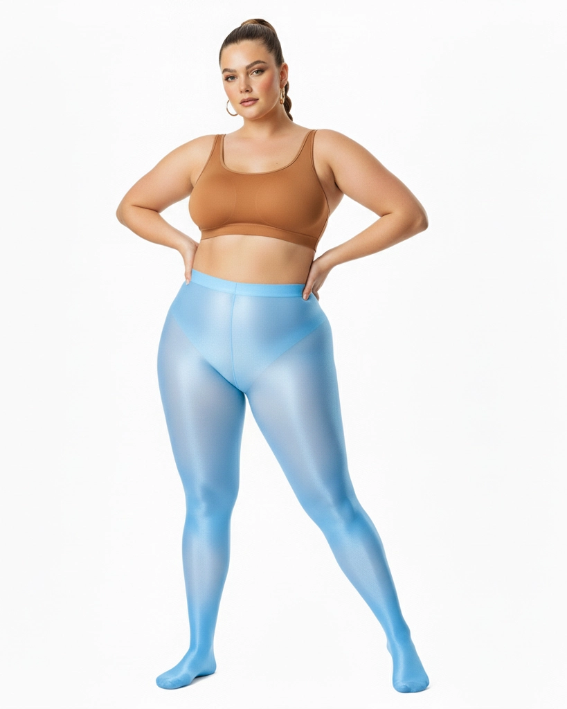 Sky Blue 1003 Sheer Oily Glossy Tights Sky Blue.Webp