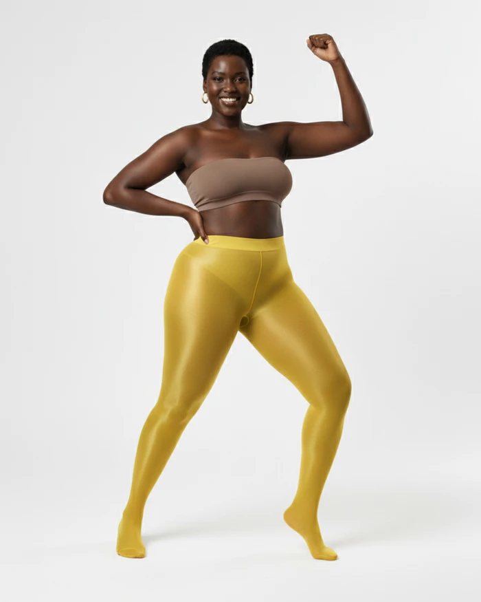 Yellow 1003 Sheer Oily Glossy Tights Yellow Nodefines.Webp