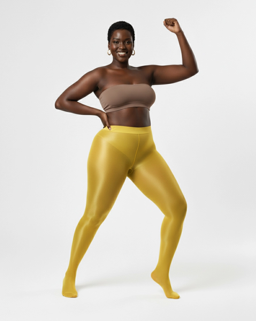 Yellow 1003 Sheer Oily Glossy Tights Yellow.Webp