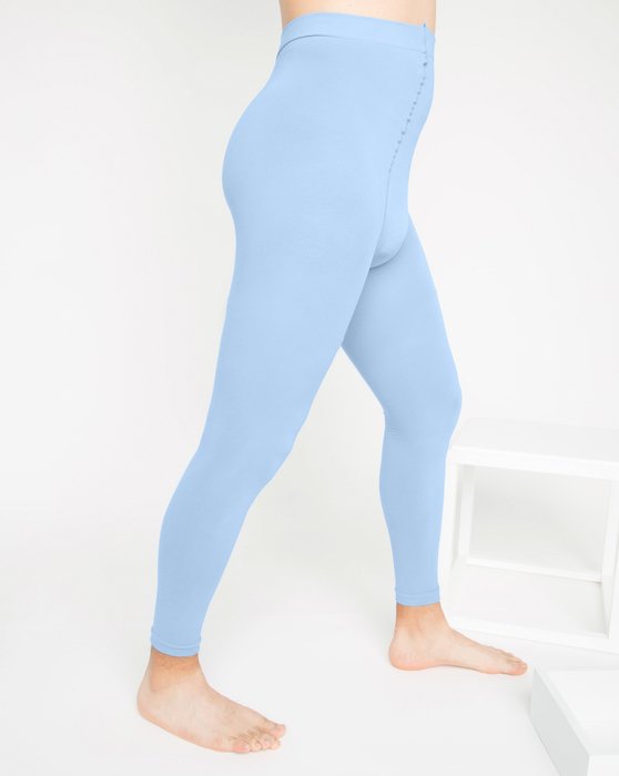 Baby Blue Microfiber Ankle Length Footless Tights Style# 1025