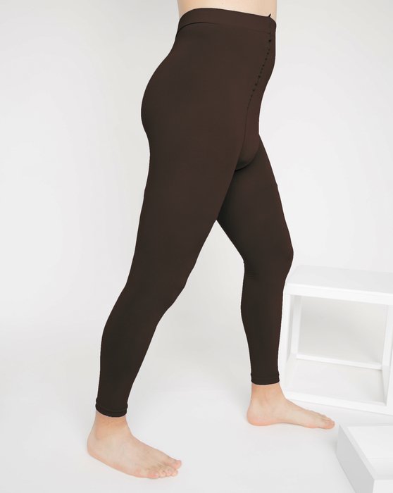 Brown Microfiber Ankle Length Footless Tights Style# 1025