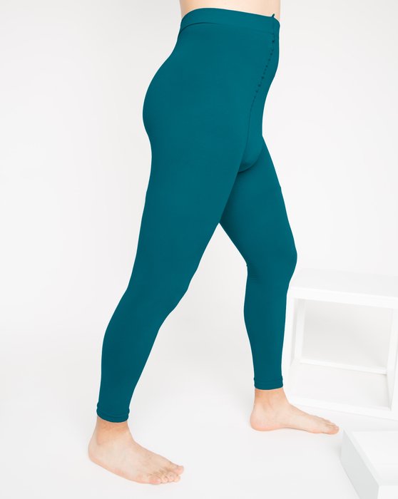 Teal Microfiber Ankle Length Footless Tights Style# 1025