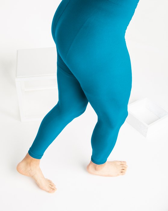 Turquoise Microfiber Ankle Length Footless Tights Style# 1025