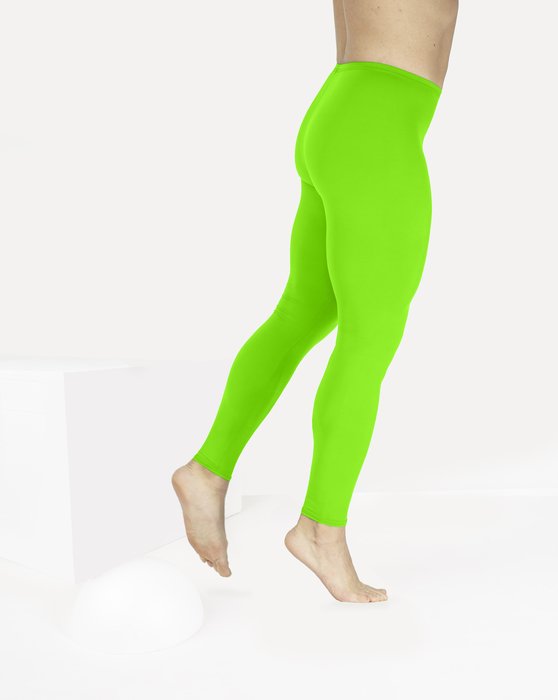 Lime Green Neon Print Meggings, Solid Color Men's Leggings