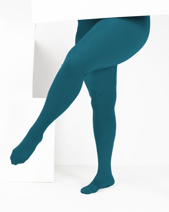 Dark Teal Opaque Full Footed Tights, Pantyhose for Women