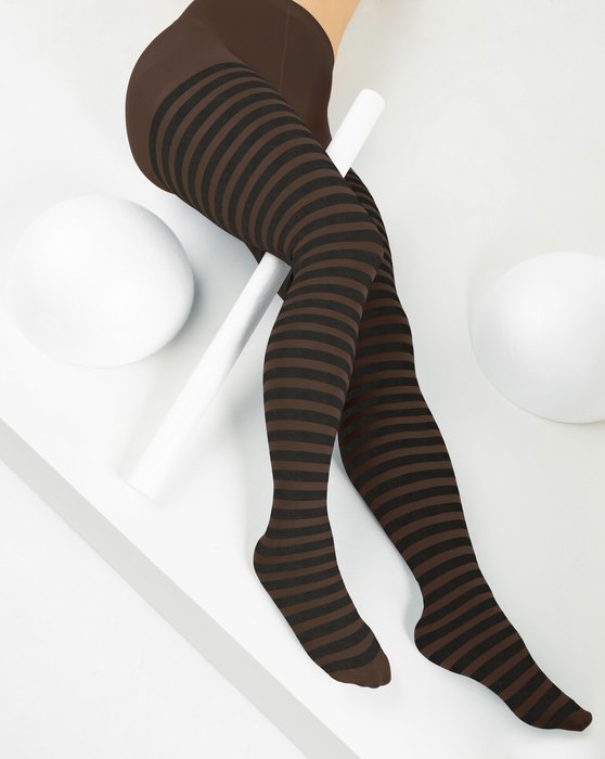 Coffee Brown and Black Vertical Stripes Leggings for Sale by ColorPatterns