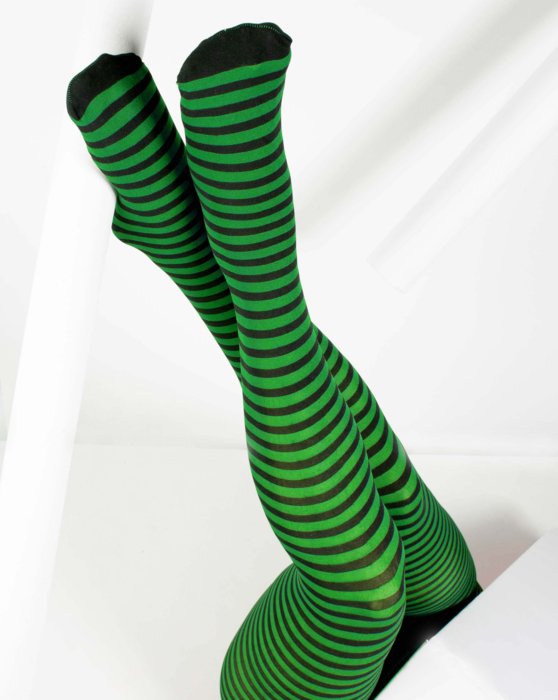 Lime Green and Black Stripes Leggings