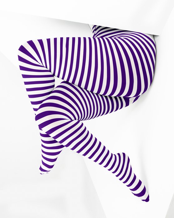 Purple White Plus Sized Striped Tights Style# 1204 | We Love Colors