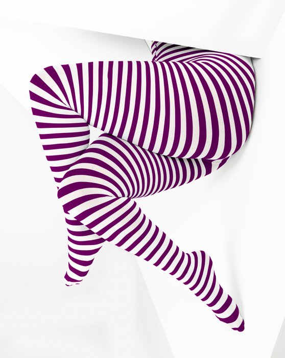 Rubine 1204 Rubine White Striped Plus Sized Tights