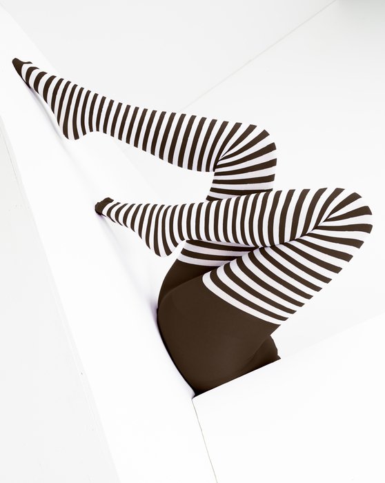 Vertical Stripes - White and Tan Brown Leggings by StripesShop