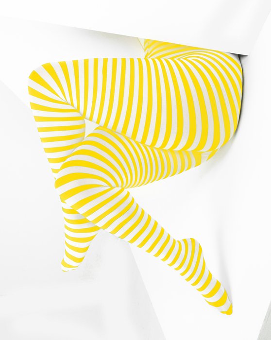 Yellow 1204 Yellow Plus Sized Striped Tights