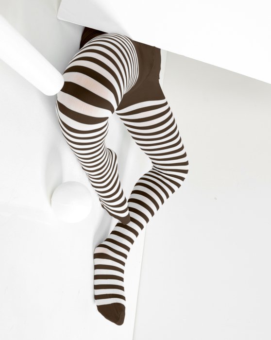 Brown Kids White Striped Tights Style# 1273 | We Love Colors