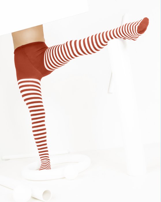 Rust Kids White Striped Tights Style# 1273 | We Love Colors