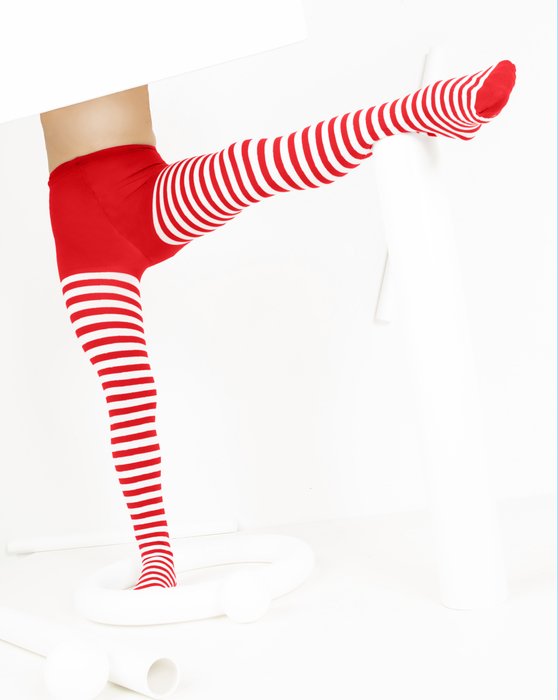 Scarlet Red Kids White Striped Tights Style# 1273 | We Love Colors