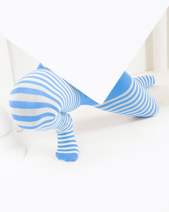 Sky Blue Kids White Striped Tights Style# 1273 | We Love Colors
