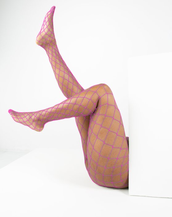 Neon Pink Black Fishnet Tights Fishnet Stockings Double Layered