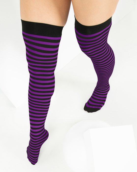 Amethyst Black Striped Thigh Highs Style# 1503 | We Love Colors