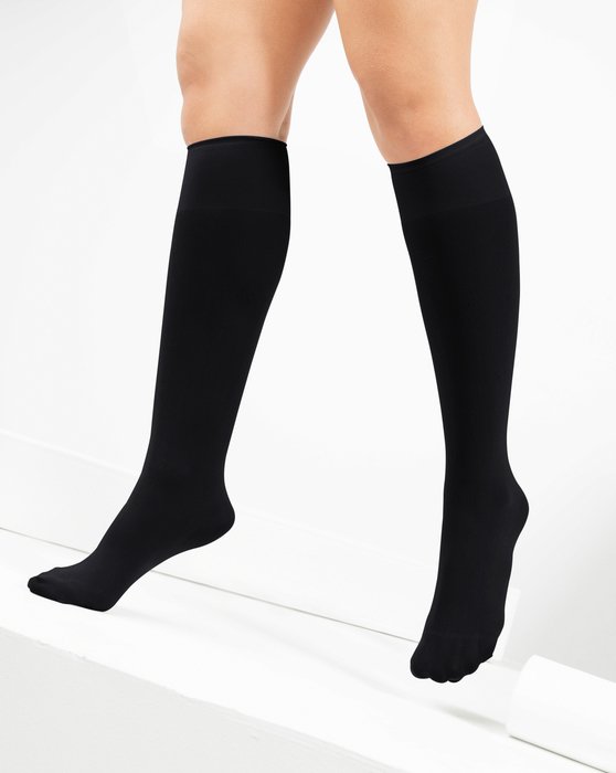 1532 Black Knee High Nylon Socks