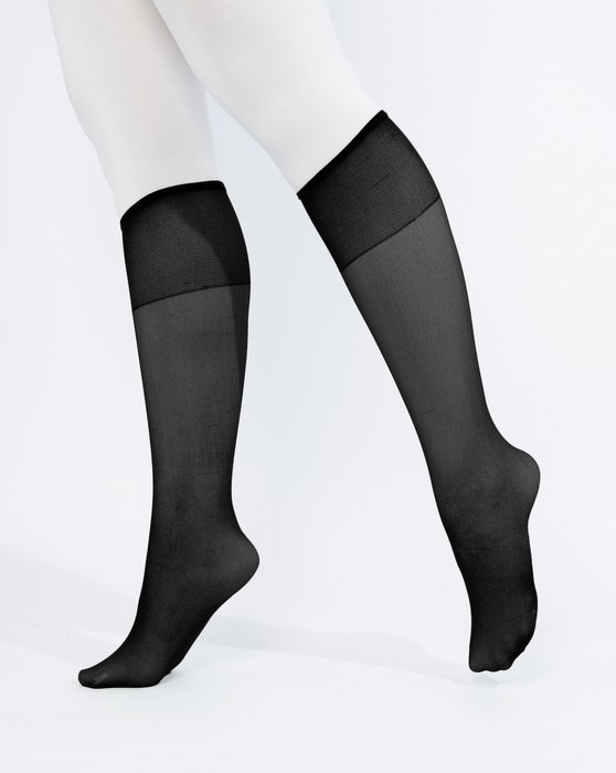 1536 Black Sheer Knee High Socks