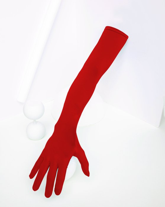3407 Solid Color Scarlet Red Long Opera Gloves 