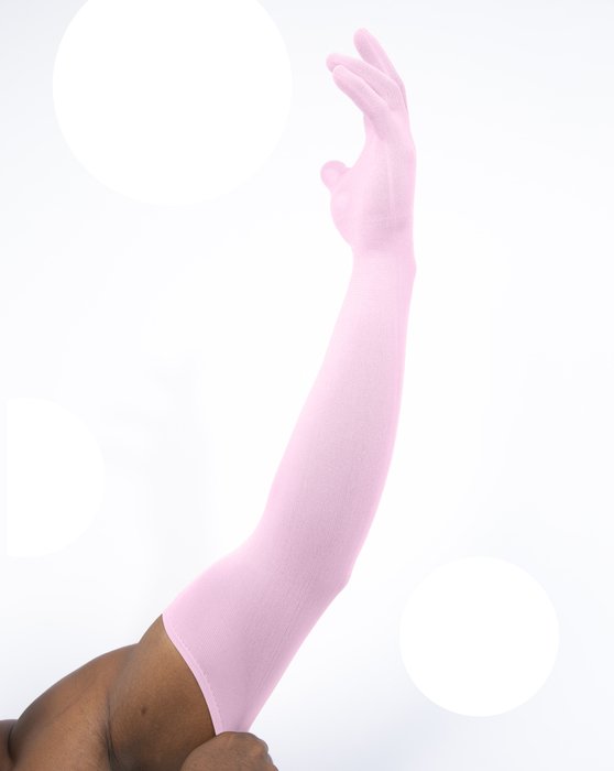 3607 Light Pink Long Matte Knitted Seamless Armsocks Gloves