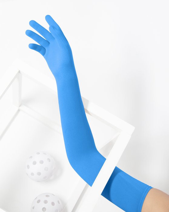 3607 Medium Blue Long Matte Knitted Seamless Armsocks Gloves