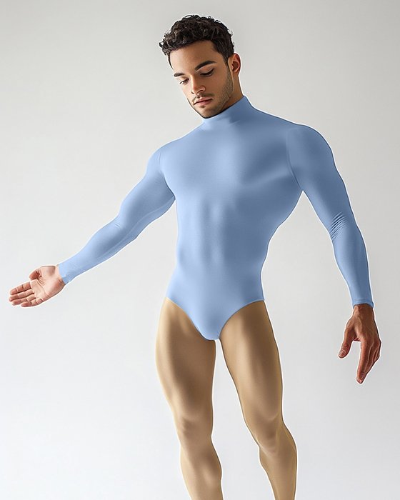 5004 M Baby Blue Mockneck Leotard