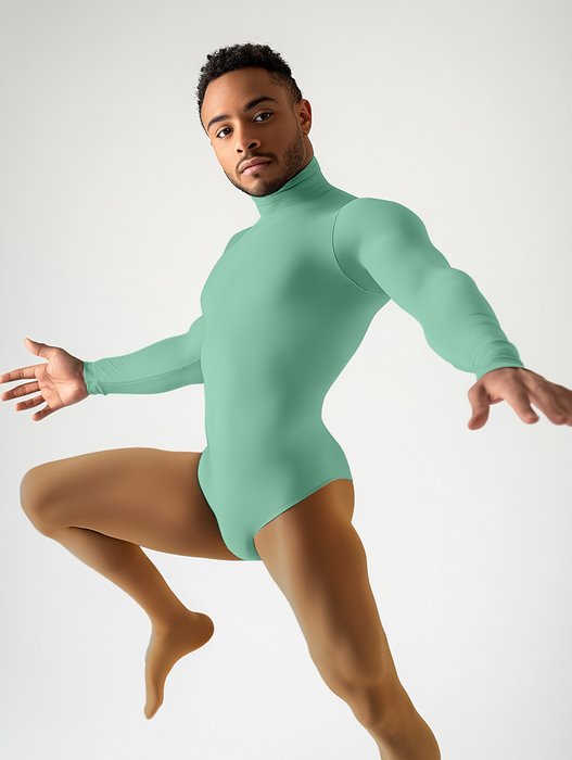 5004 M Dusty Green Mockneck Leotard