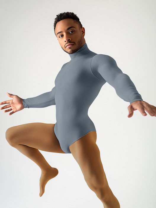 5004 M Grey Mockneck Leotard