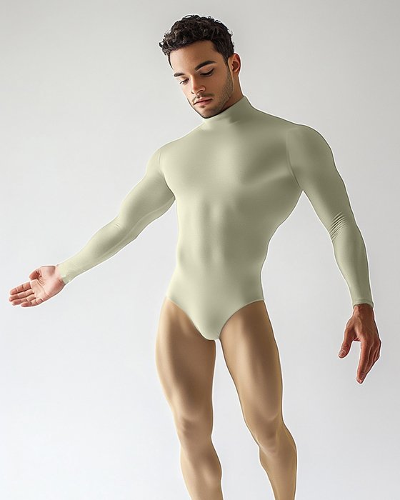 5004 M Ivory Mockneck Leotard