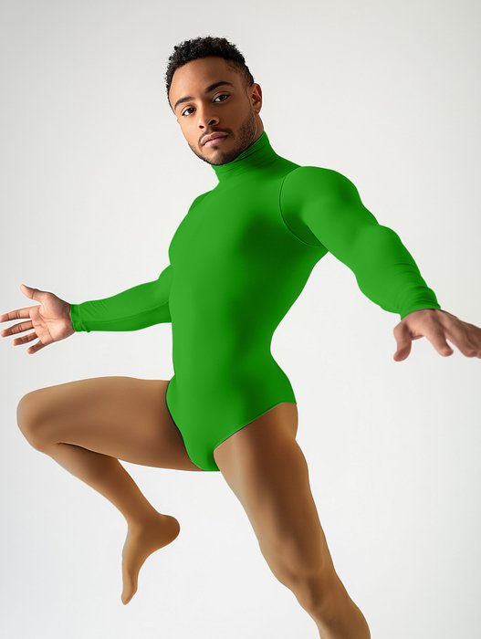 5004 M Kelly Green Mockneck Leotard