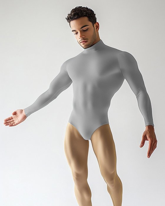 5004 M Light Grey Mockneck Leotard