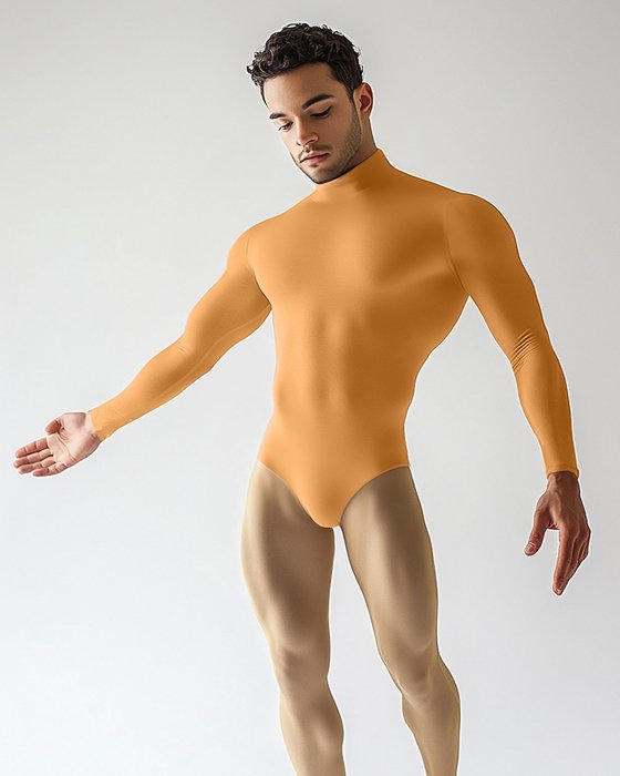 5004 M Light Orange Mockneck Leotard