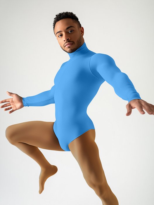 5004 M Medium Blue Mockneck Leotard