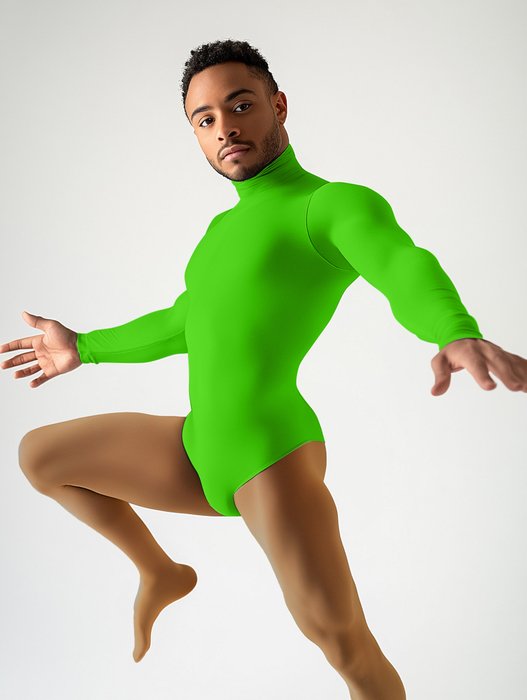 5004 M Neon Green Mockneck Leotard