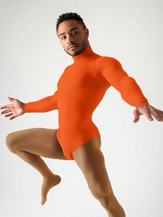 5004 M Neon Orange Mockneck Leotard