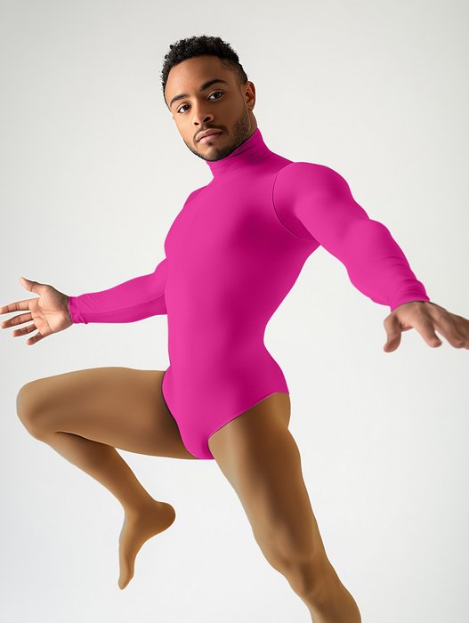 5004 M Neon Pink Mockneck Leotard