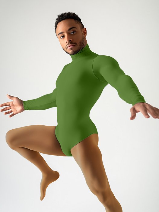 5004 M Olive Green Mockneck Leotard