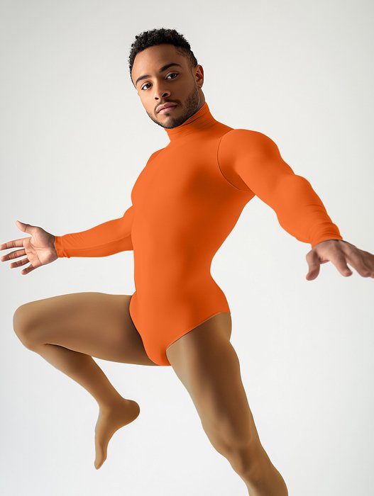 5004 M Orange Mockneck Leotard