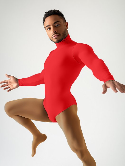 5004 M Scarlet Red Mockneck Leotard