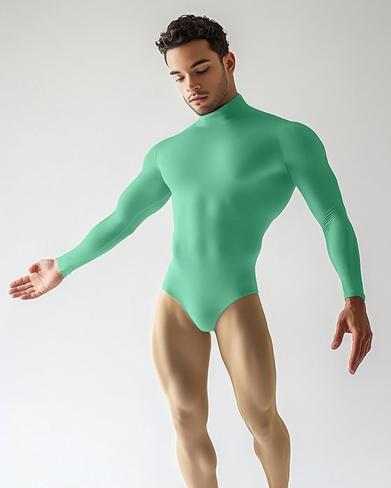 5004 M Scout Green Mockneck Leotard