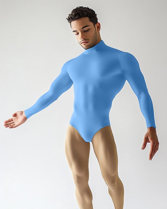 5004 M Sky Blue Mockneck Leotard