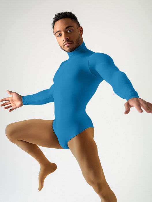 5004 M Turquoise Mockneck Leotard