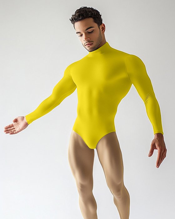 5004 M Yellow Mockneck Leotard